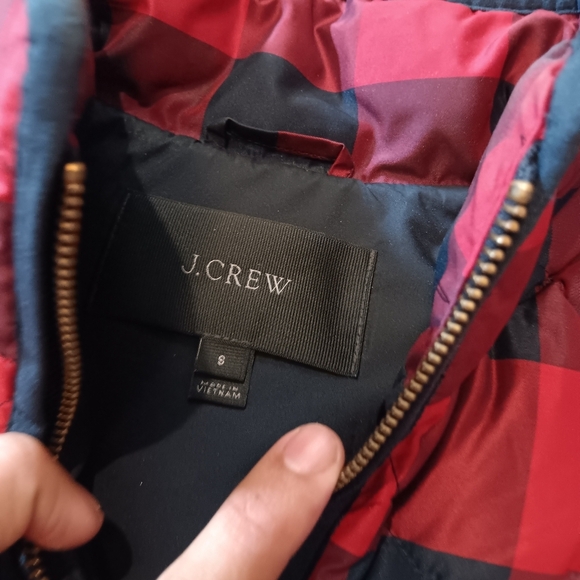 J. Crew Checkered Quilted Vest - Red and Navy Sz S - Picture 2 of 4